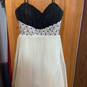 Short black and white homecoming dress